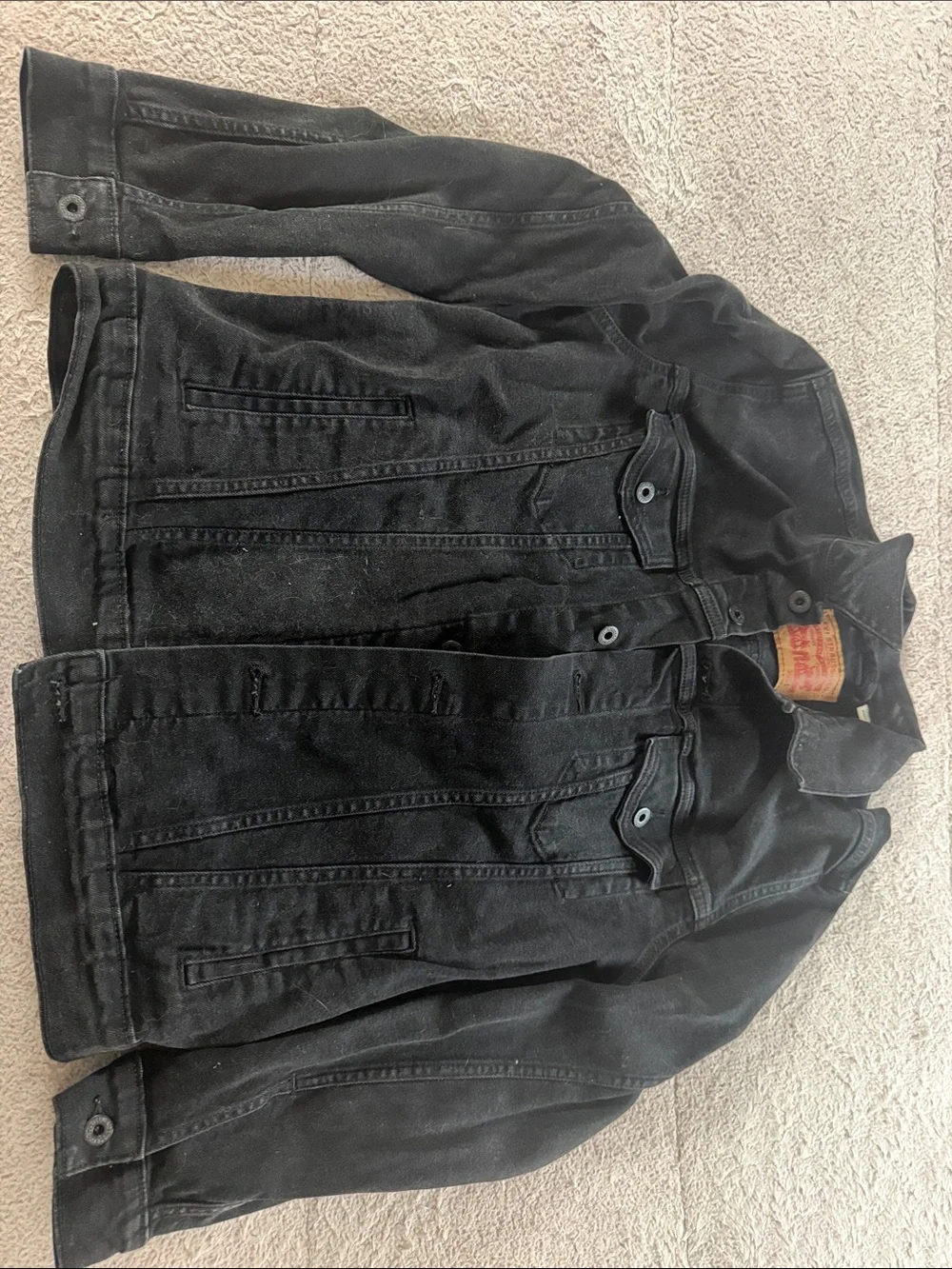 Women’s Levi's Black Denim Jacket with Tan Leather Label